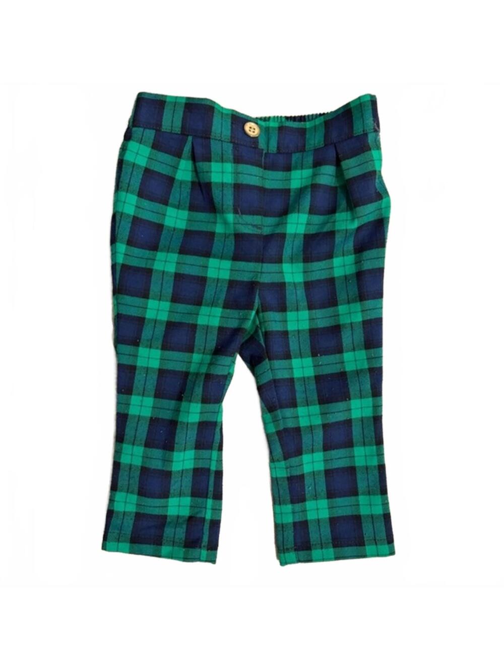 Janie and Jack Plaid Pants in Green and Blue 12-18M